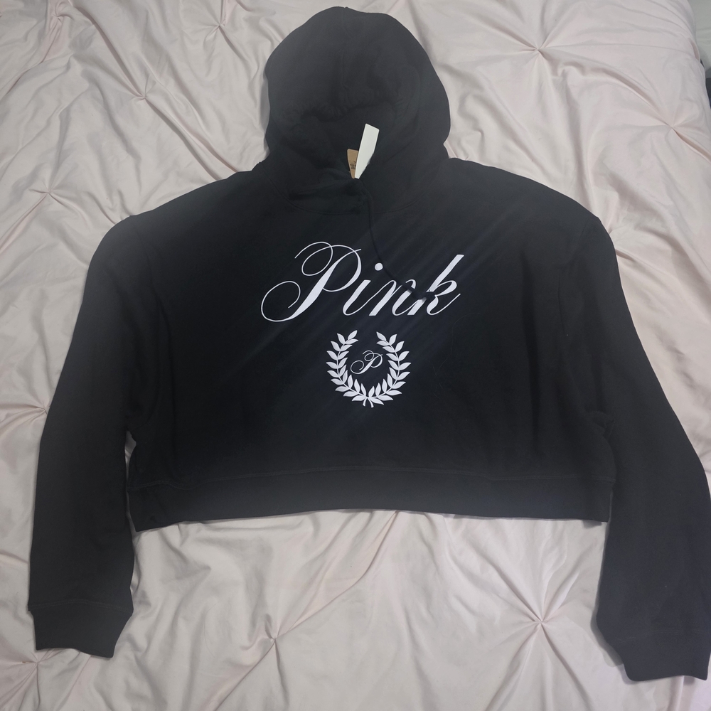 Black VS Pink Cropped Hoodie